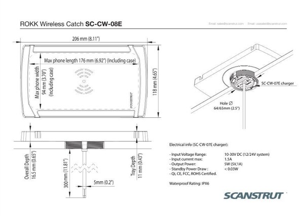 ROKK Draadloze Telefoonoplader 10W (12/24V)