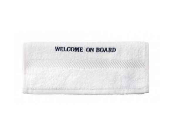 Gastendoekje 'Welcome Onboard' wit