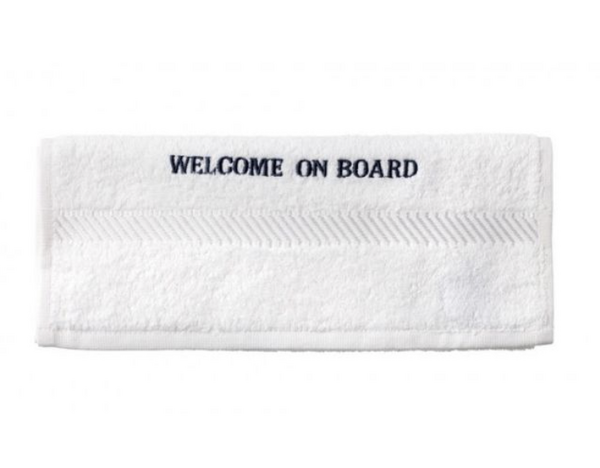 Gastendoekje 'Welcome Onboard' wit