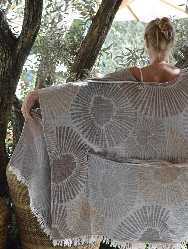 Boho Kimono Dress ALYA bruin-grijs