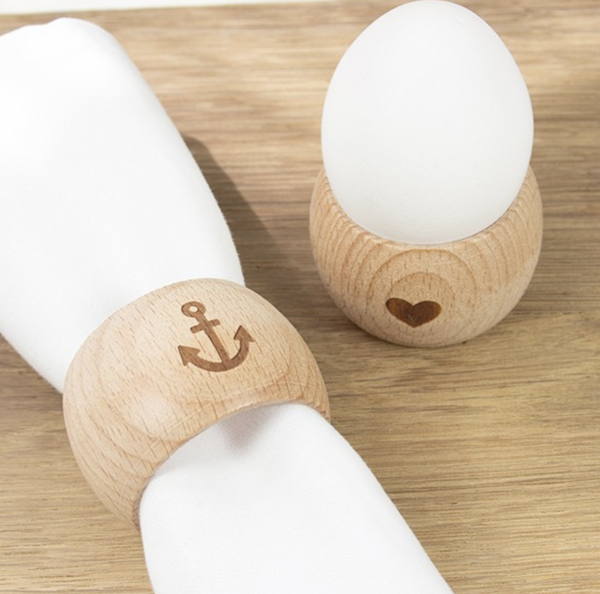 2-in-1 Servetring en Eierdop van beukenhout