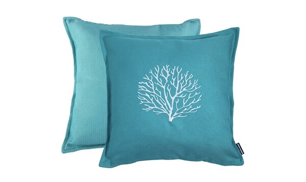 Waterproof kussen Aruba Turquoise met print